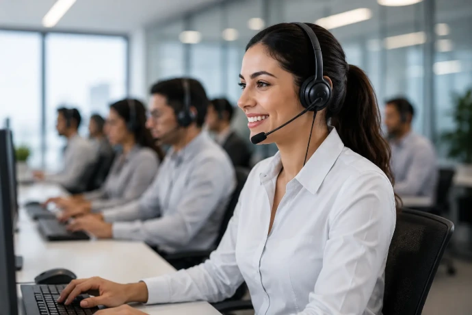 Imagen ilustrativa de atención a clientes con audífonos, del sitio Contact Center